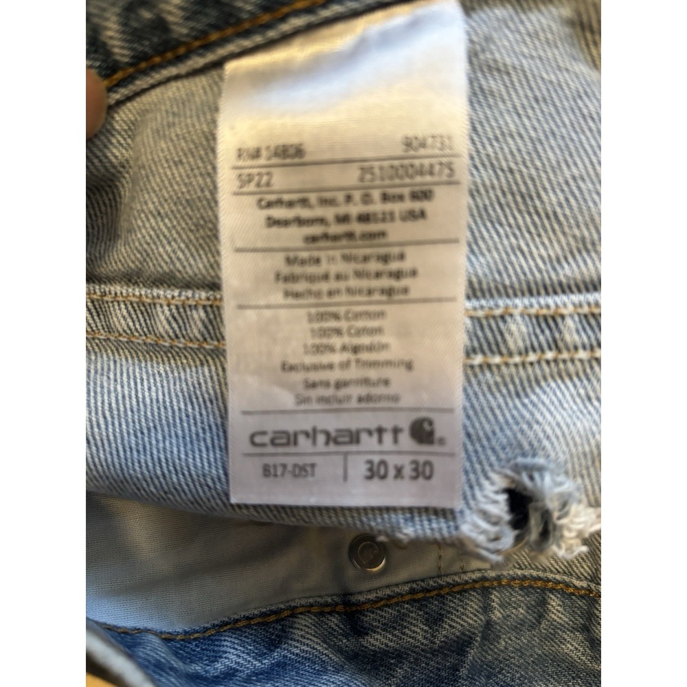 carhartt B17-DST Men's Relaxed Jeans 30X30 Denim Work Wear Distressed - Picture 4 of 12